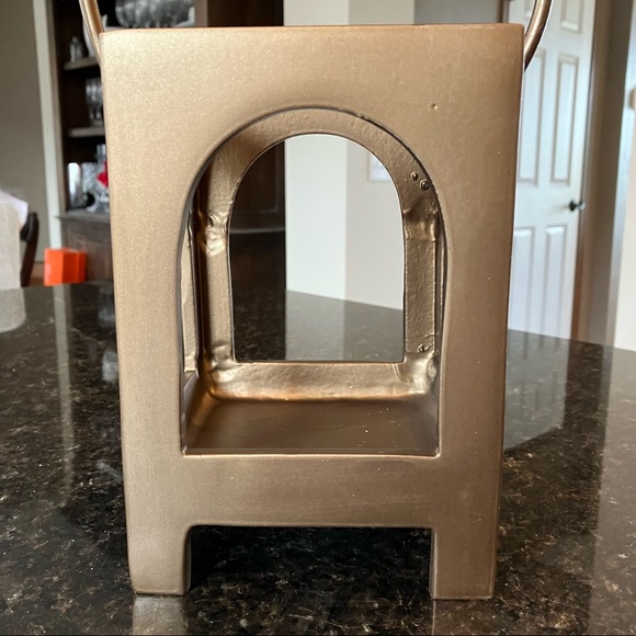 New Pottery Barn Danika Handcrafted Brass Lantern, Muted Gold Candle Holder, NWT - Picture 5 of 16